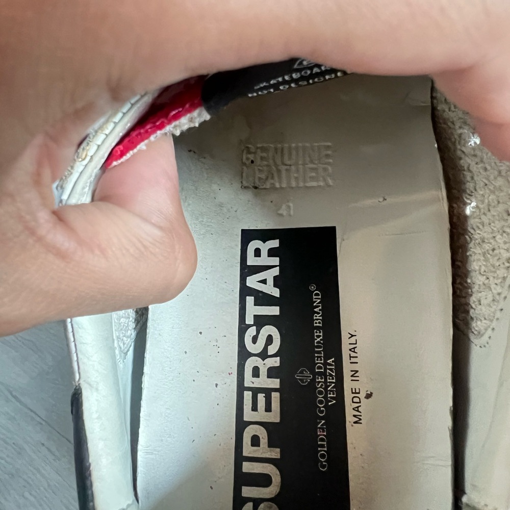 Super-star with brushed gold star and pink glittered toe sneaker